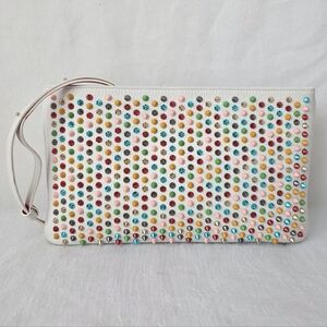 AuthChristian Louboutin Triloubi Suede Studded Crossbody/Clutch Bag
